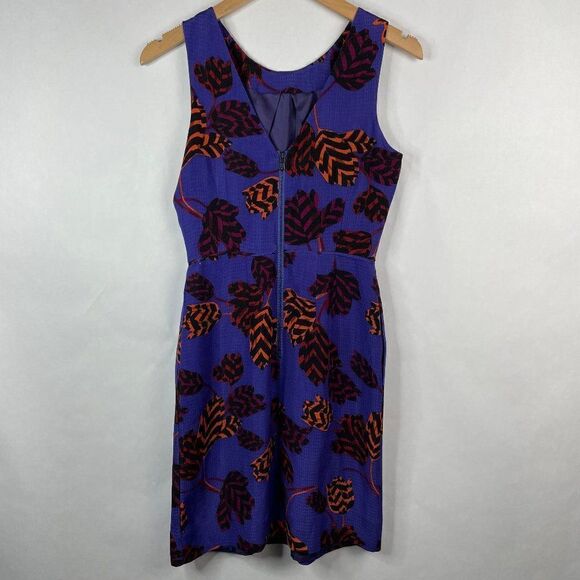 Marc by Marc Jacobs Persian Purple Multi Sleeveless Fit Flare Dress 100% Silk - Picture 2 of 3